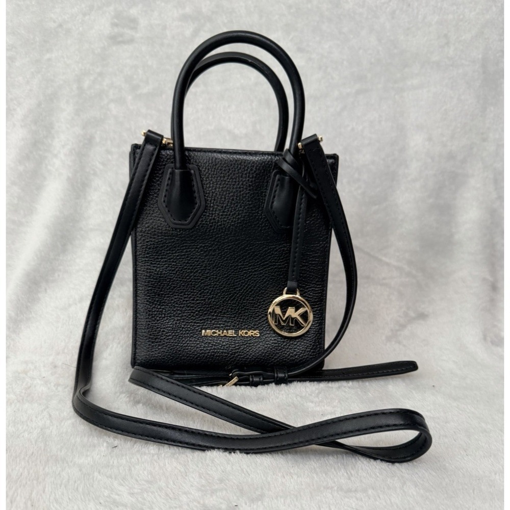 Michael Kors Extra Small Leather Crossbody XS Bag Purse Mercer Handbag Black